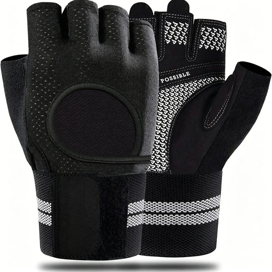 Gym Workout Gloves for Men & Women, Anti-Slip Weight Lifting Gloves with Wrist Support, Full Palm Protection & Thick Padding for Pull-Ups and Training